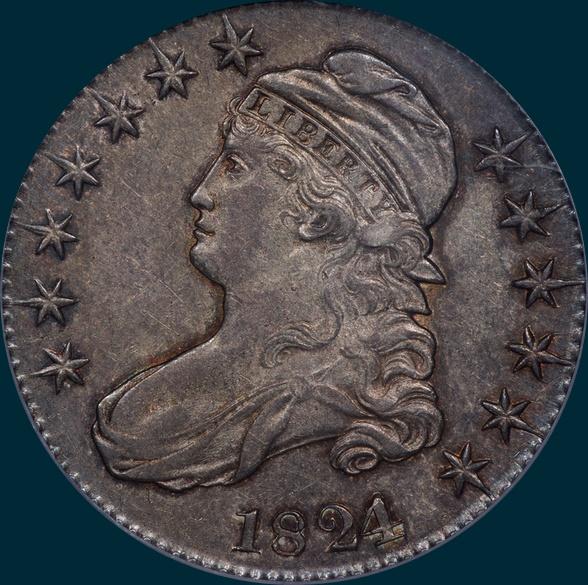 1824 24/1, O-102, capped bust, half dollar