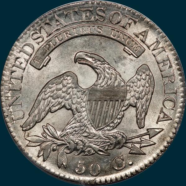 1825, O-104 capped bust half dollar
