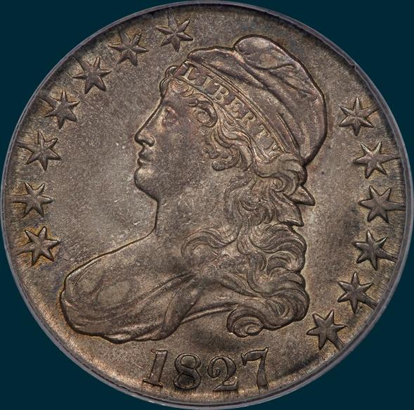 1827, O-122, R5, Square Base 2, Capped Bust, Half Dollar