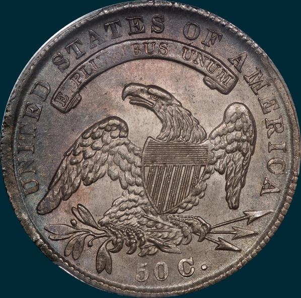 1834 O-113, capped bust half dollar