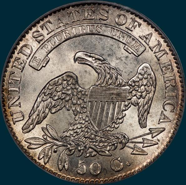 1833 O-109, capped bust half dollar