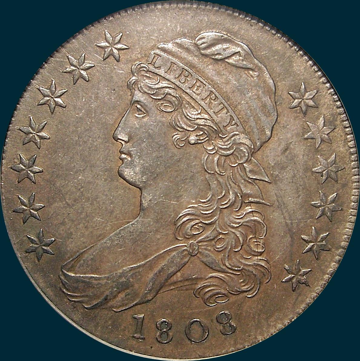 1808, O-109a R3, Capped Bust, Half Dollar