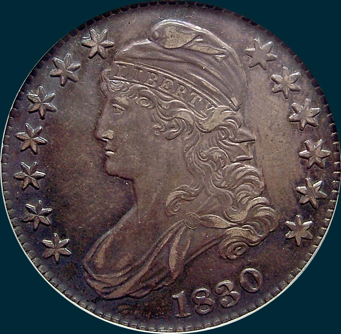 1830, O-103, Small 0, Capped Bust, Half Dollar