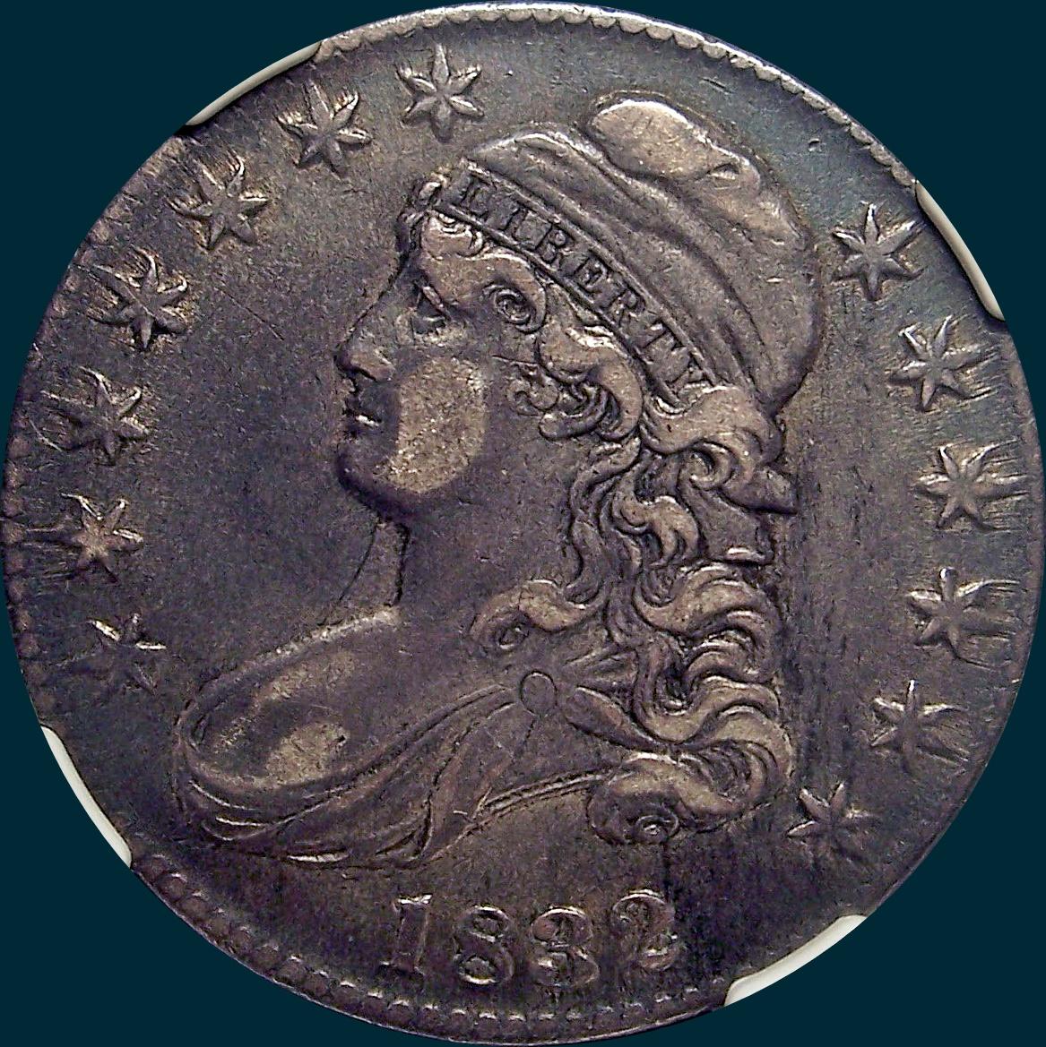 1832, O-101a, Large Letters, Capped Bust, Half Dollar