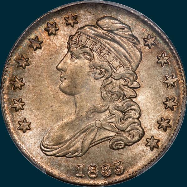 1835, O-101, Capped Bust, Half Dollar 