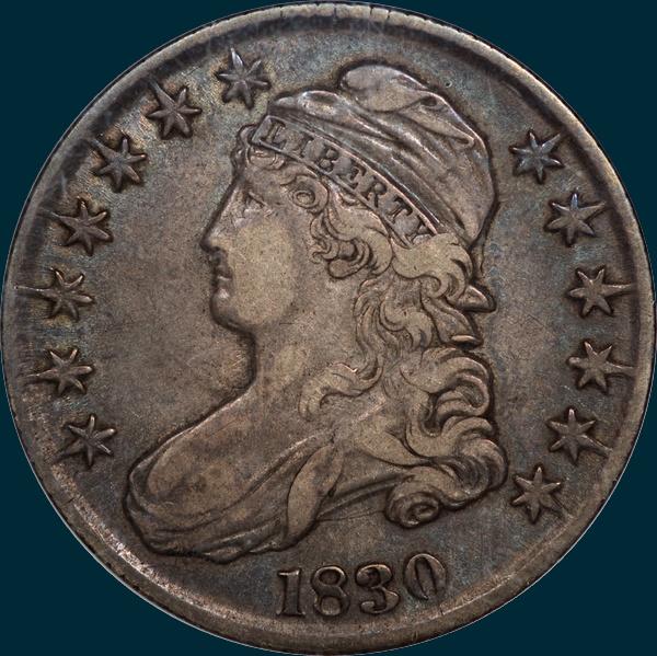 1830, O-112a, Small 0, Capped Bust Half Dollar