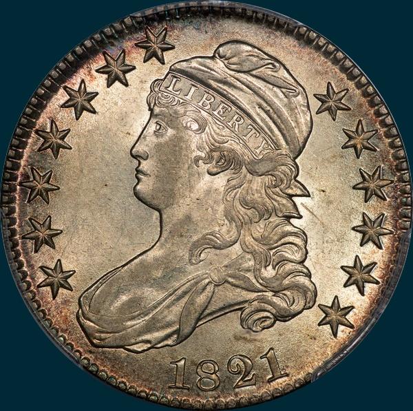1821, O-104a, Capped Bust, Half Dollar
