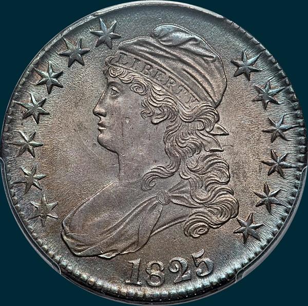 1825, O-116 capped bust half dollar