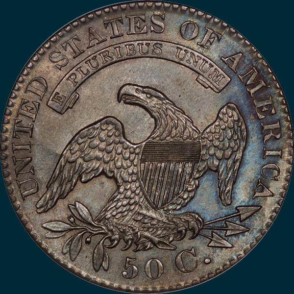 1829 O-114, capped bust half dollar