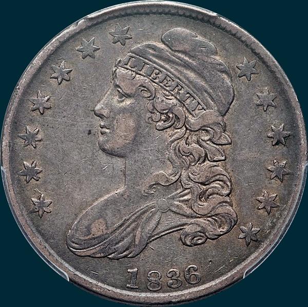 1836, O-116a, Capped Bust, Half Dollar