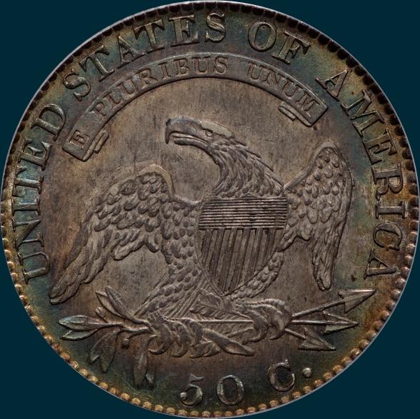 1819 O-110, capped bust half dollar