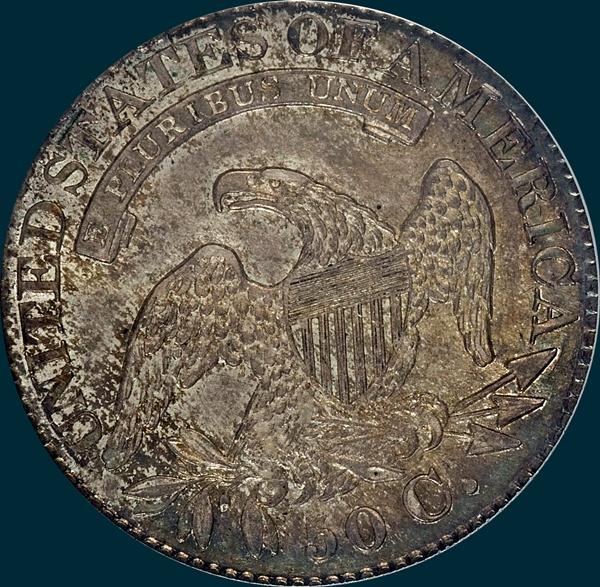 1827 O-120, Capped bust half dollar