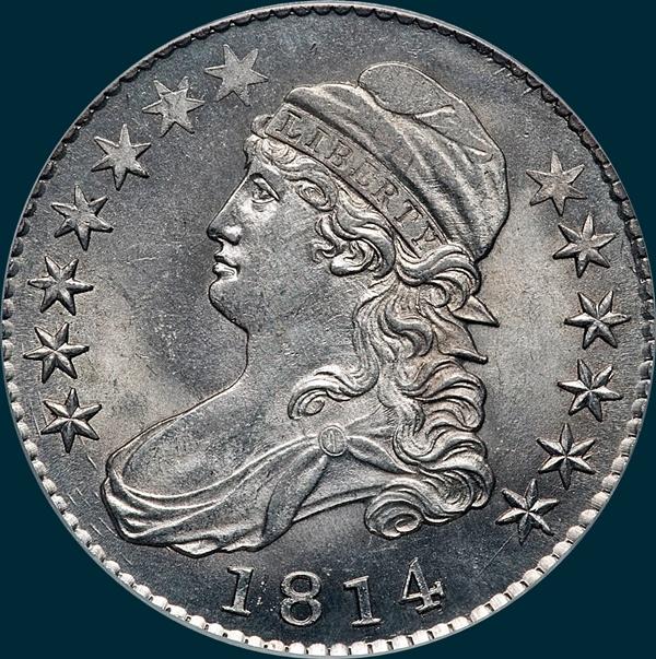 1814 o-104, capped bust half dollar