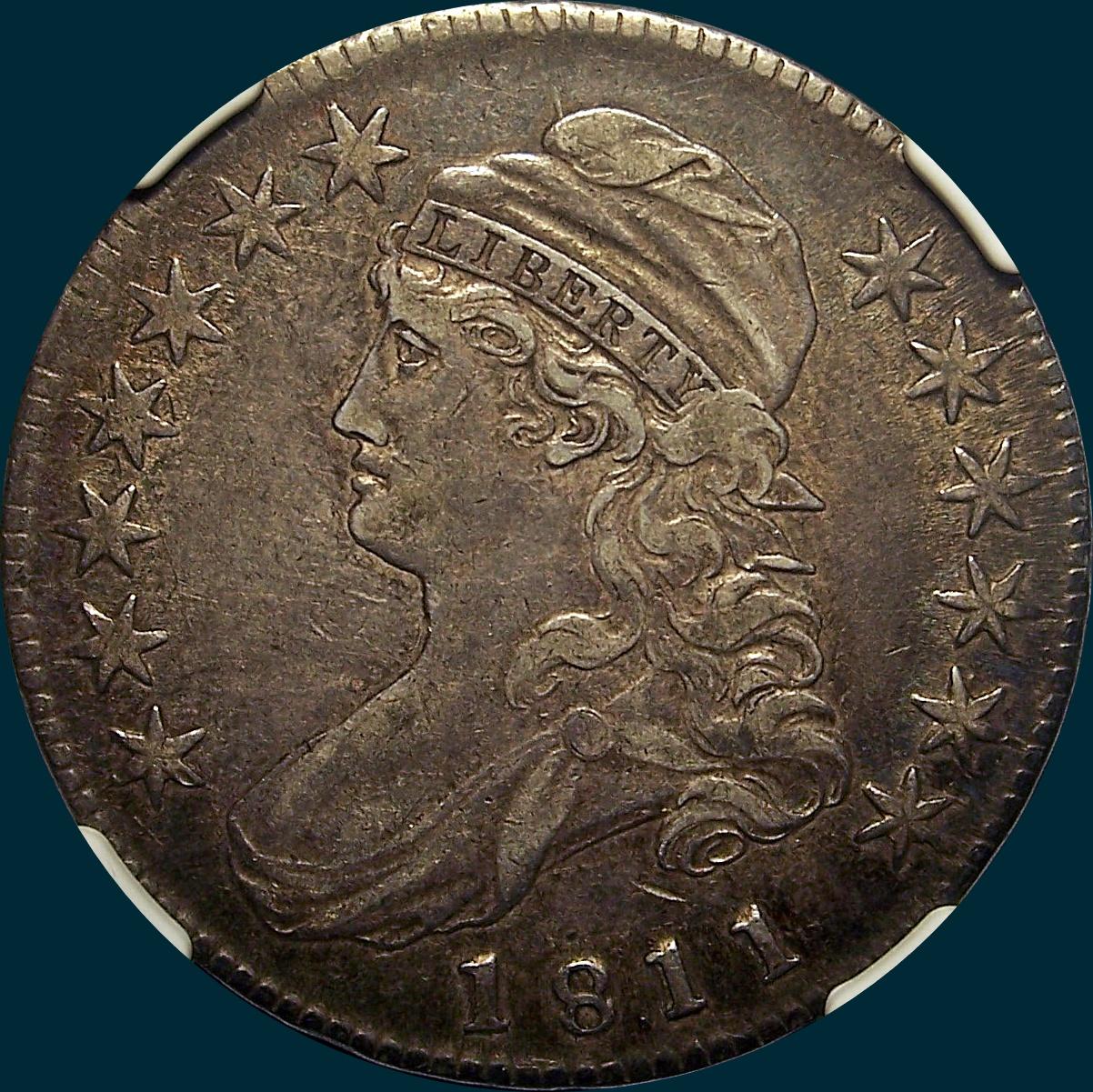 1811, O-101, 11 over 10 , Capped Bust, Half Dollar