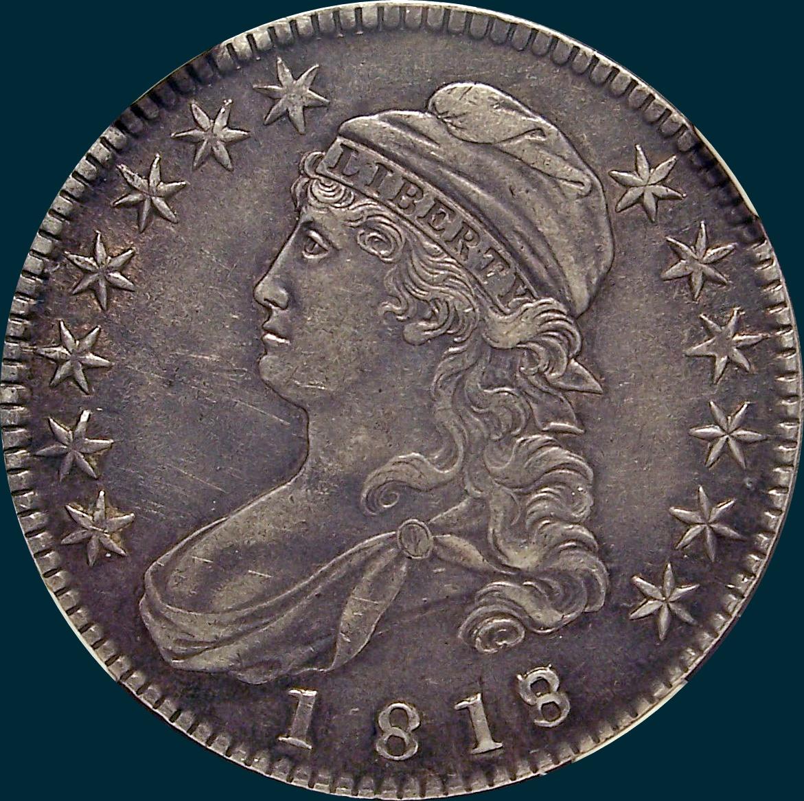 1818/7, O-102, Capped Bust, Half Dollar