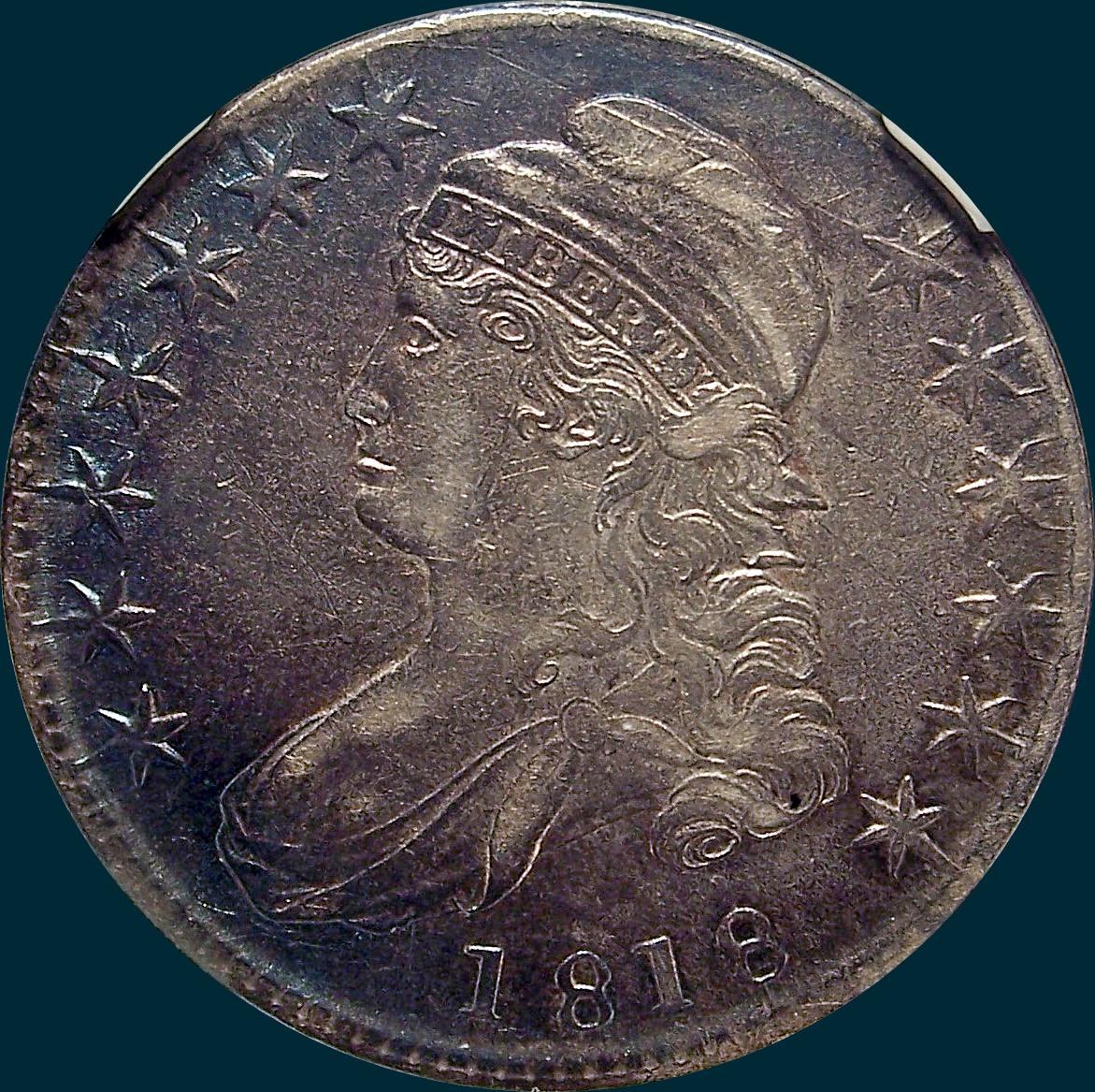 1818, o-110, capped bust, half dollar