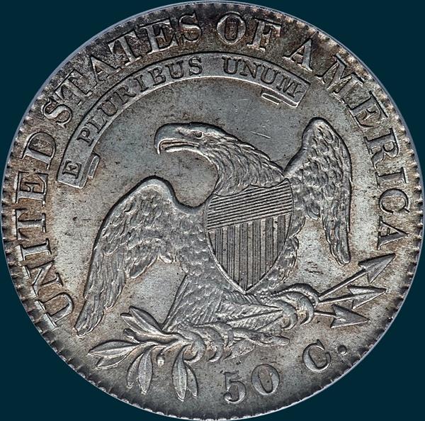 1821 o-105, capped bust, half dollar