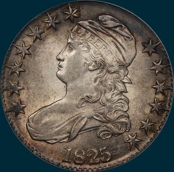 1825, O-115 capped bust half dollar