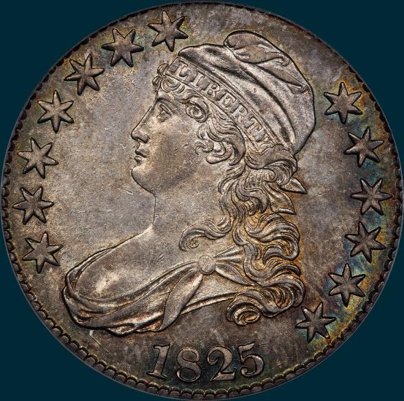 1825, O-117 capped bust half dollar
