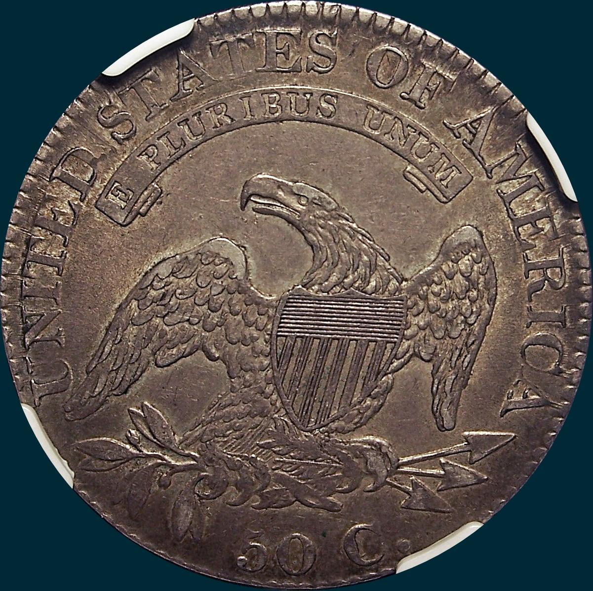 1825, O-112 capped bust half dollar