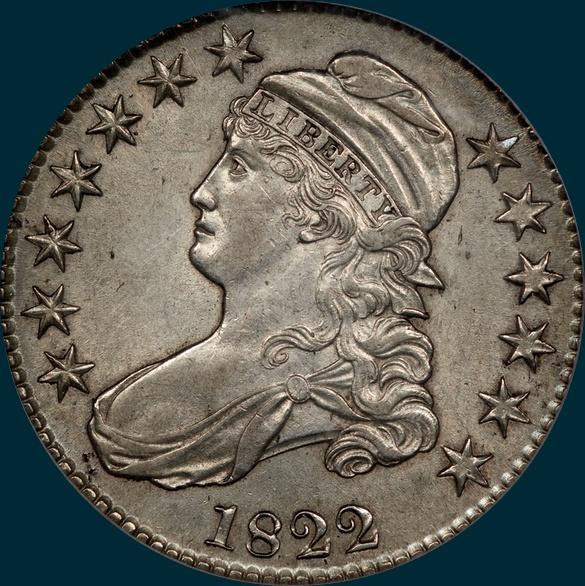 1822, O-112, capped bust. half dollar
