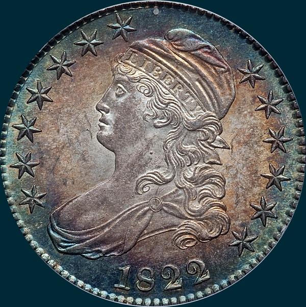 1822, O-111, Capped Bust, Half Dollar