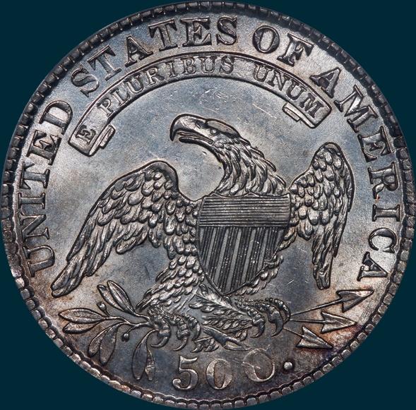 1829, 29 over 27, O-101, Capped Bust, Half Dollar