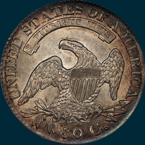 1827 O-141, Capped bust half dollar