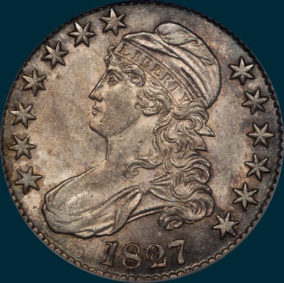 1827 O-106, Capped bust half dollar