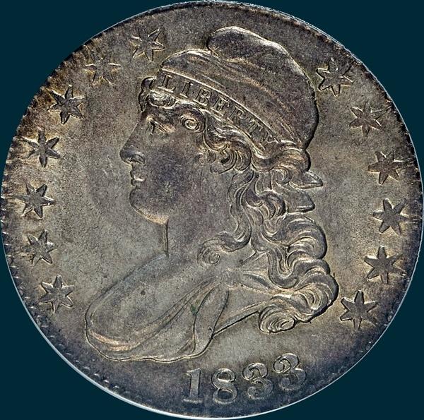 1833, O-110a, Capped Bust Half Dollar