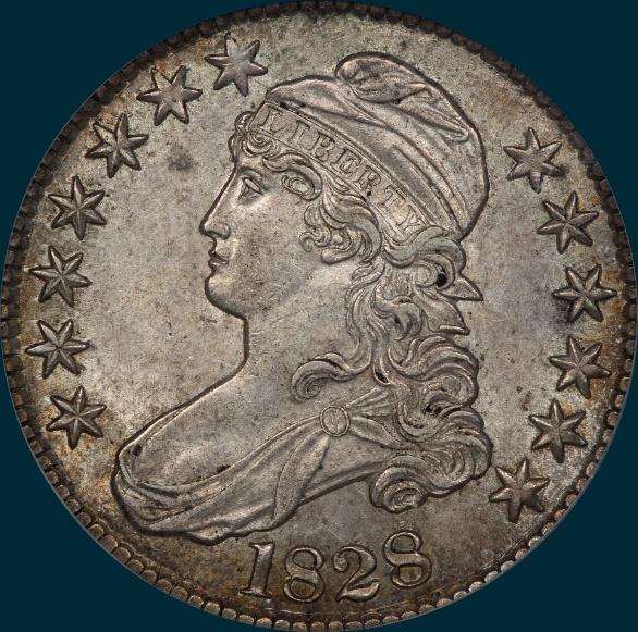 1828, O-106, Curl Base 2, Knob, Capped Bust, Half Dollar