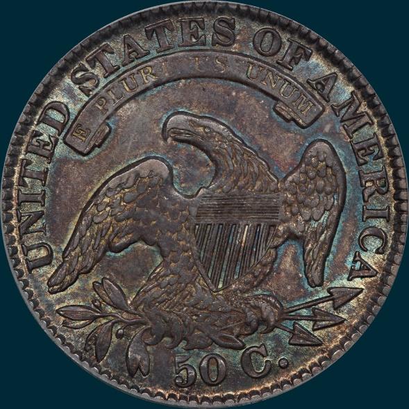 1834 O-103, capped bust, half dollar