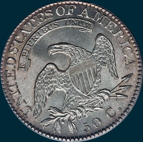 1824 O-113, capped bust half dollar