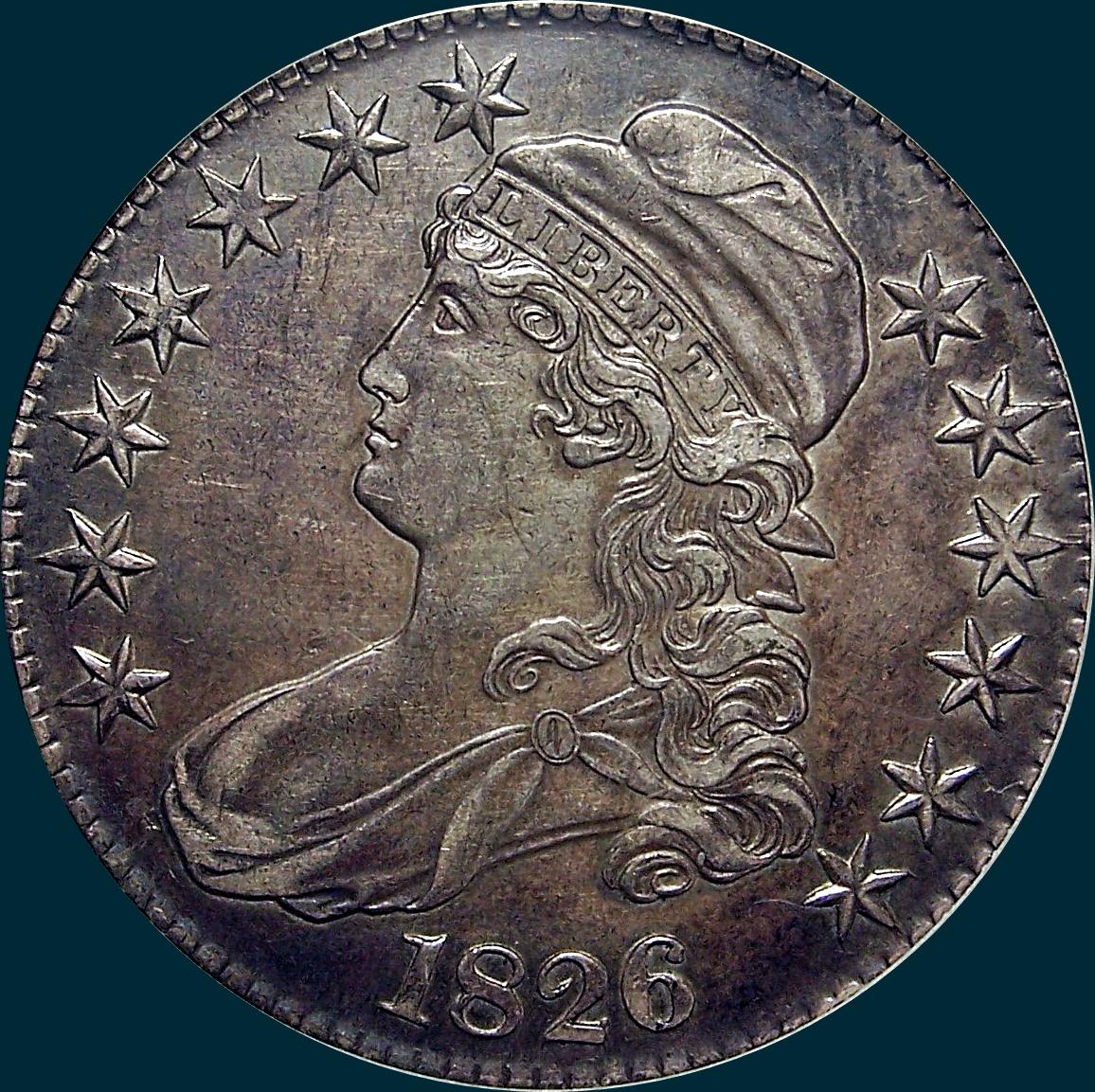 1826, O-102, Capped Bust, Half Dollar