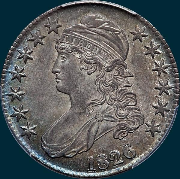 1826, O-106a, Capped Bust Half Dollar