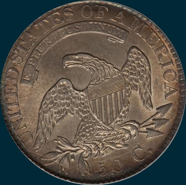 1826 O-107, capped bust half dollar