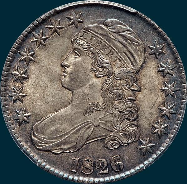 1826, O-108a, Capped Bust, Half Dollar