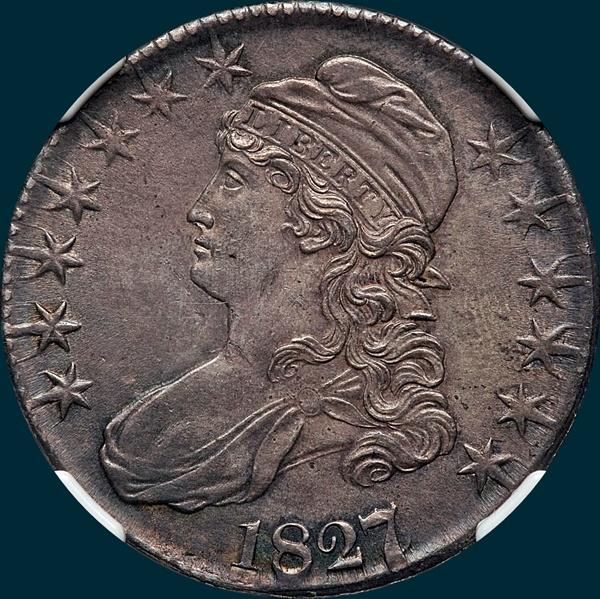 1827/6 O-103, Capped bust half dollar