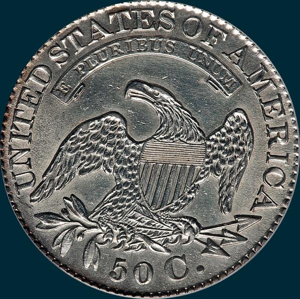 1827 O-111, Capped bust half dollar