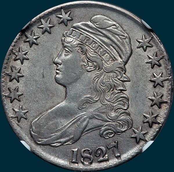 1827, O-118a, R3?, Square Base 2, Capped Bust, Half Dollar