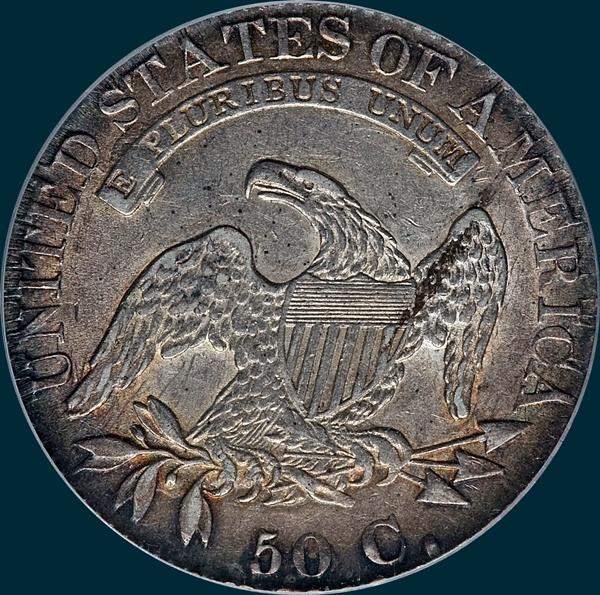 1827, O-123, R5-, Square Base 2, Capped Bust, Half Dollar
