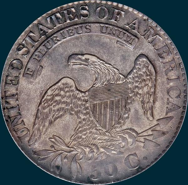 1827, O-124, capped bust, half dollar