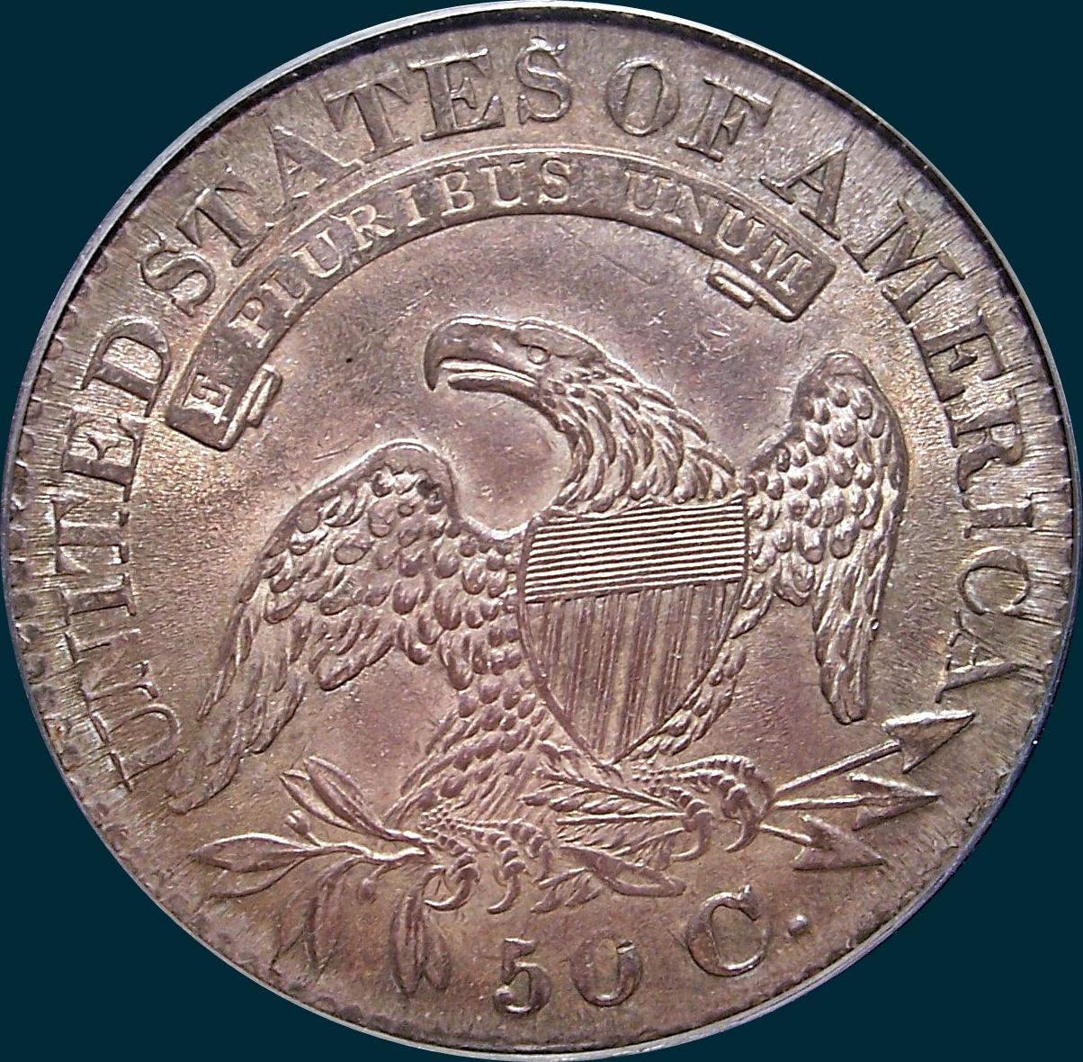 1827, O-125, R3, Square Base 2, Capped Bust, Half Dollar