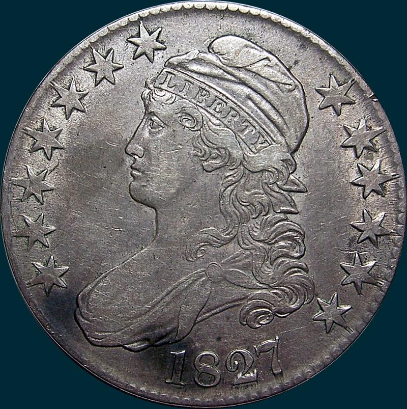 1827, O-126, R2, Square Base 2, Capped Bust, Half Dollar