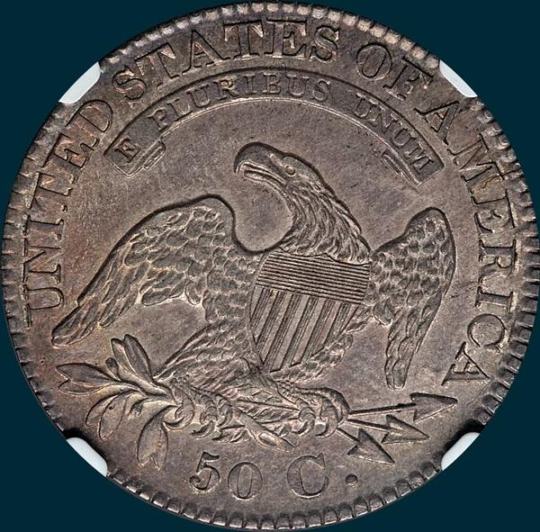 1827 O-134, Capped bust half dollar