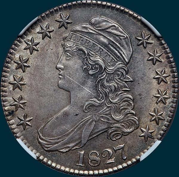 1827 O-140, Capped bust half dollar