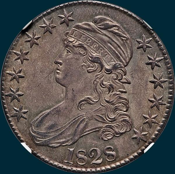 1828, O-102, Curl Base 2, No Knob, Capped Bust, Half Dollar