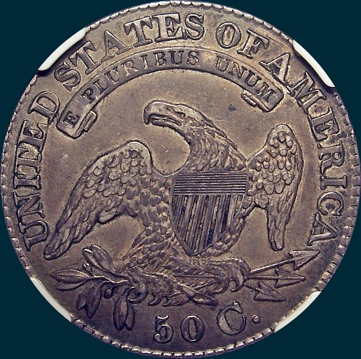 1828 O-117, small 8's large letters, capped bust half dollar