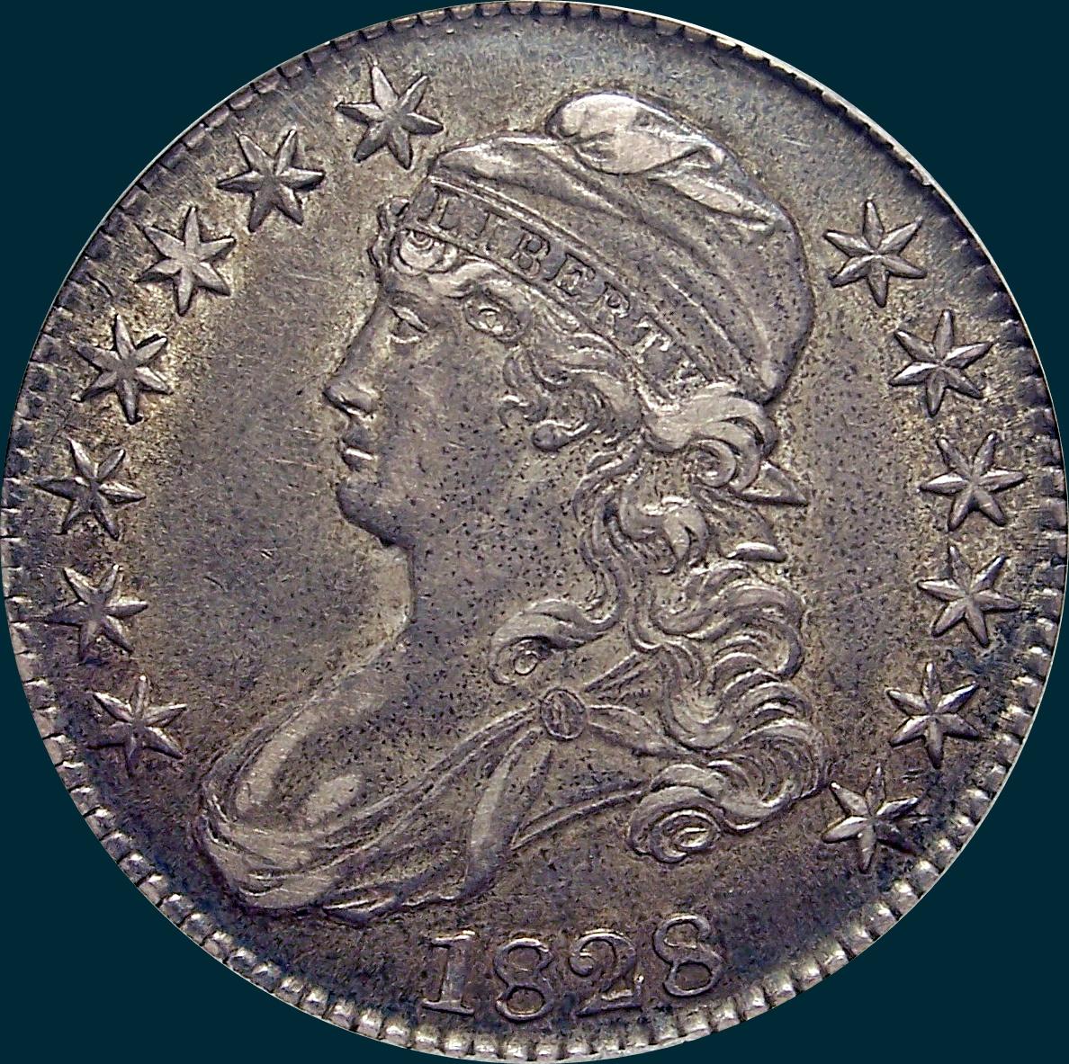 1828 O-119, Small 8's small letters, capped bust half dollar