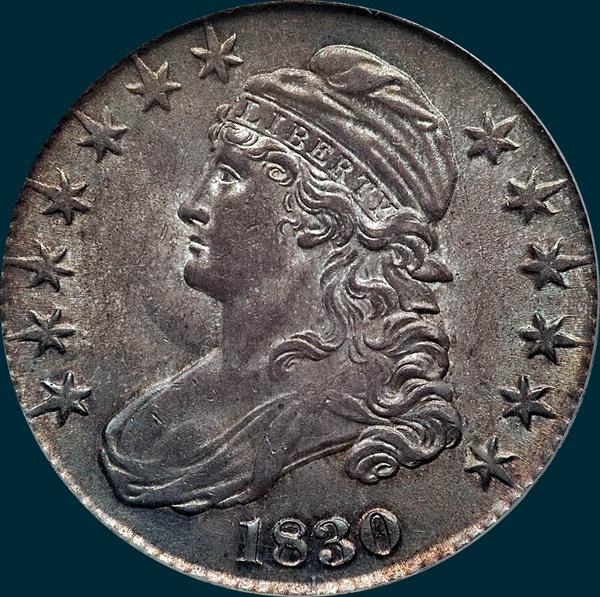 1830, O-109, Small 0, Capped Bust Half Dollar
